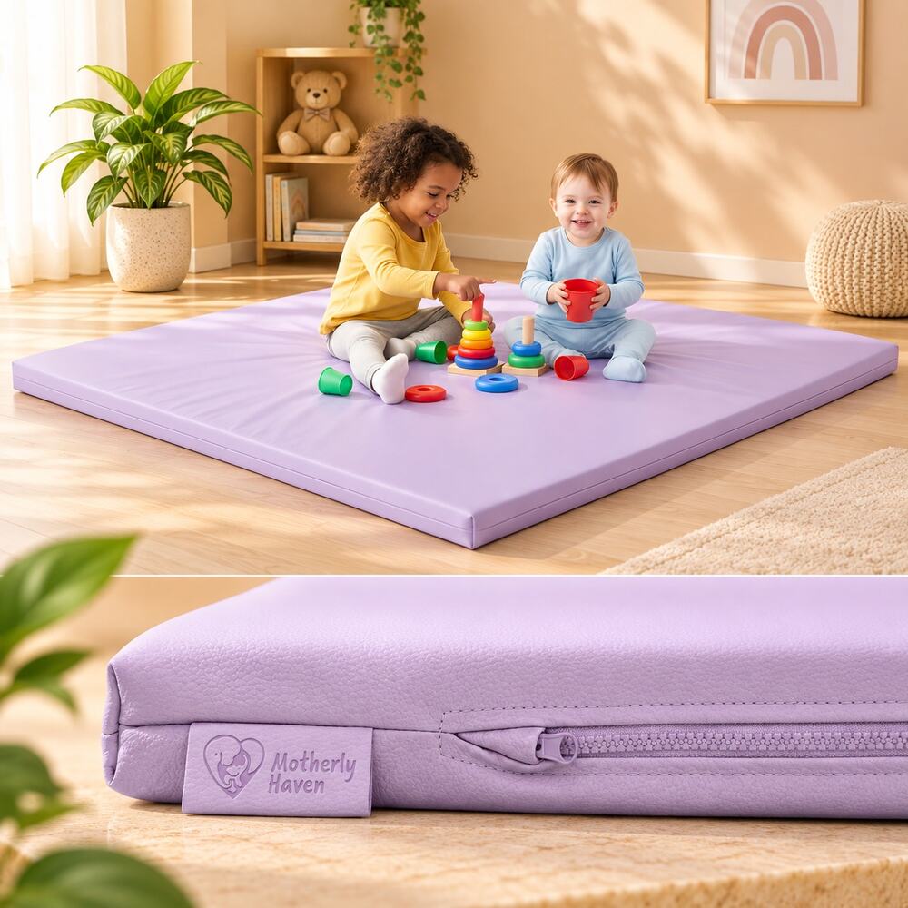 NWT Motherly Haven Baby Play Mat Replacement Cover 50x50 Purple Waterproof